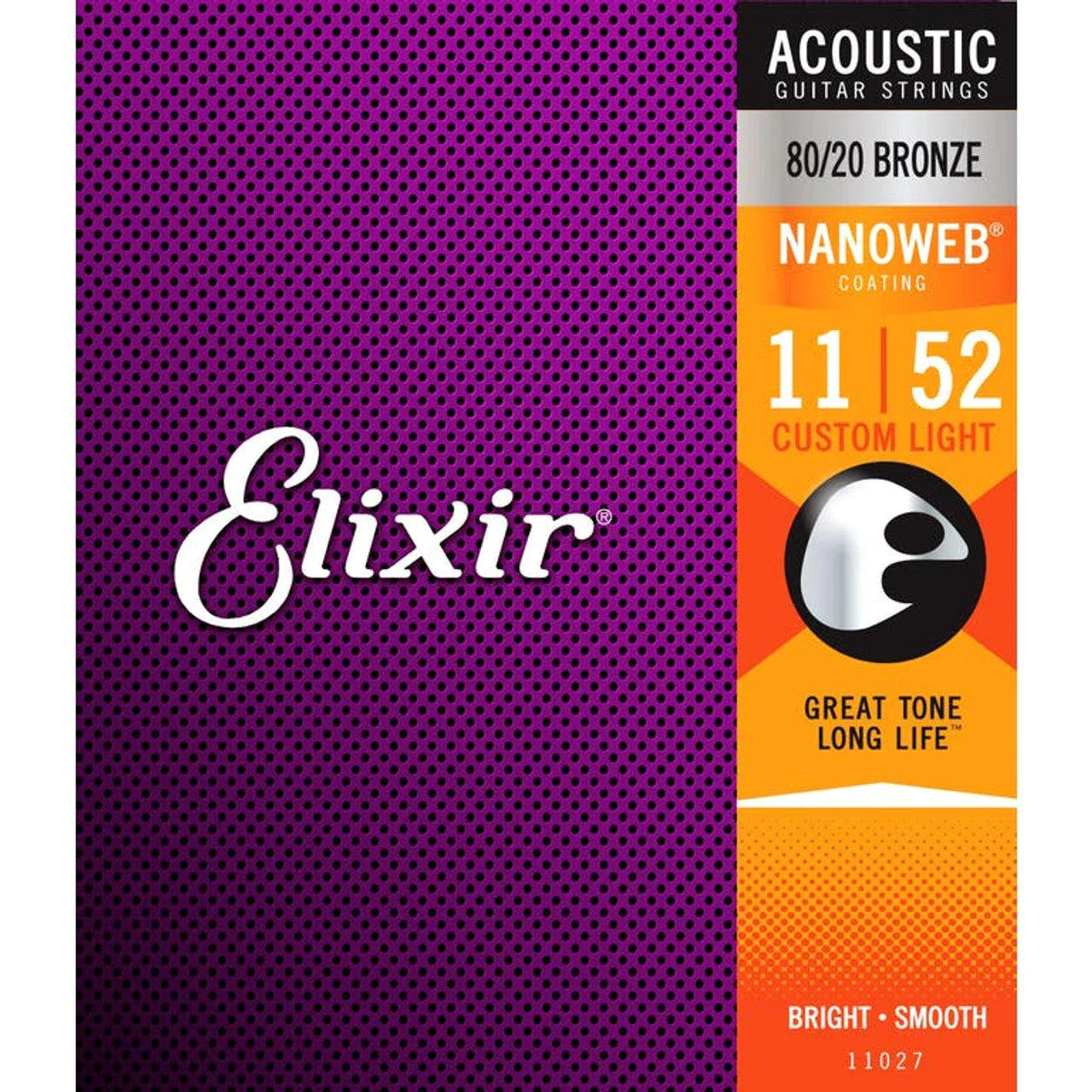 Elixir Nanoweb Acoustic Custom Light 11027 80/20 Bronze 11-52