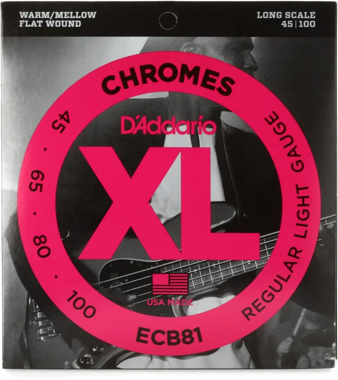 D’Addario ECB81 XL Chromes Flat Wound Long Scale 45-100