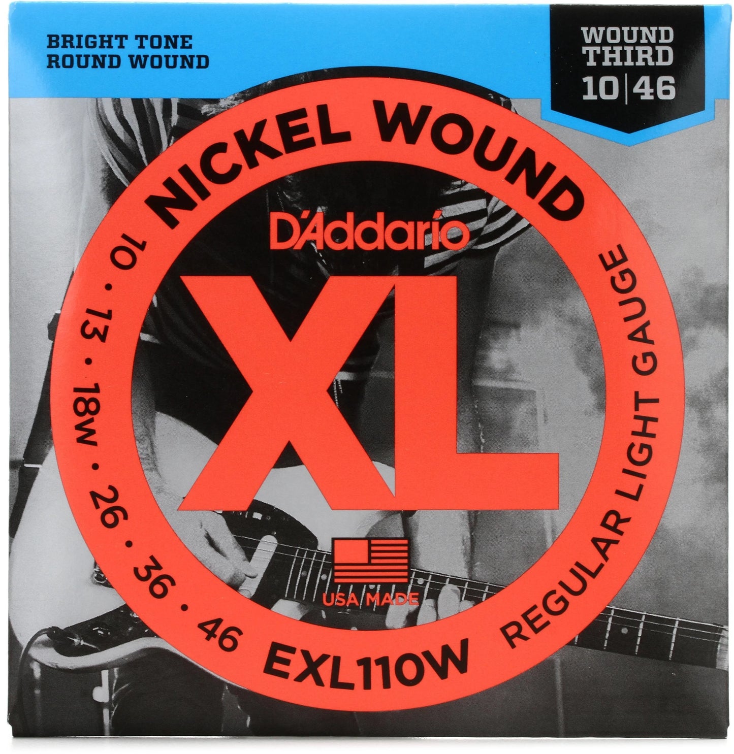 D’Addario EXL110W Wound Third Regular Light Gauge electric strings