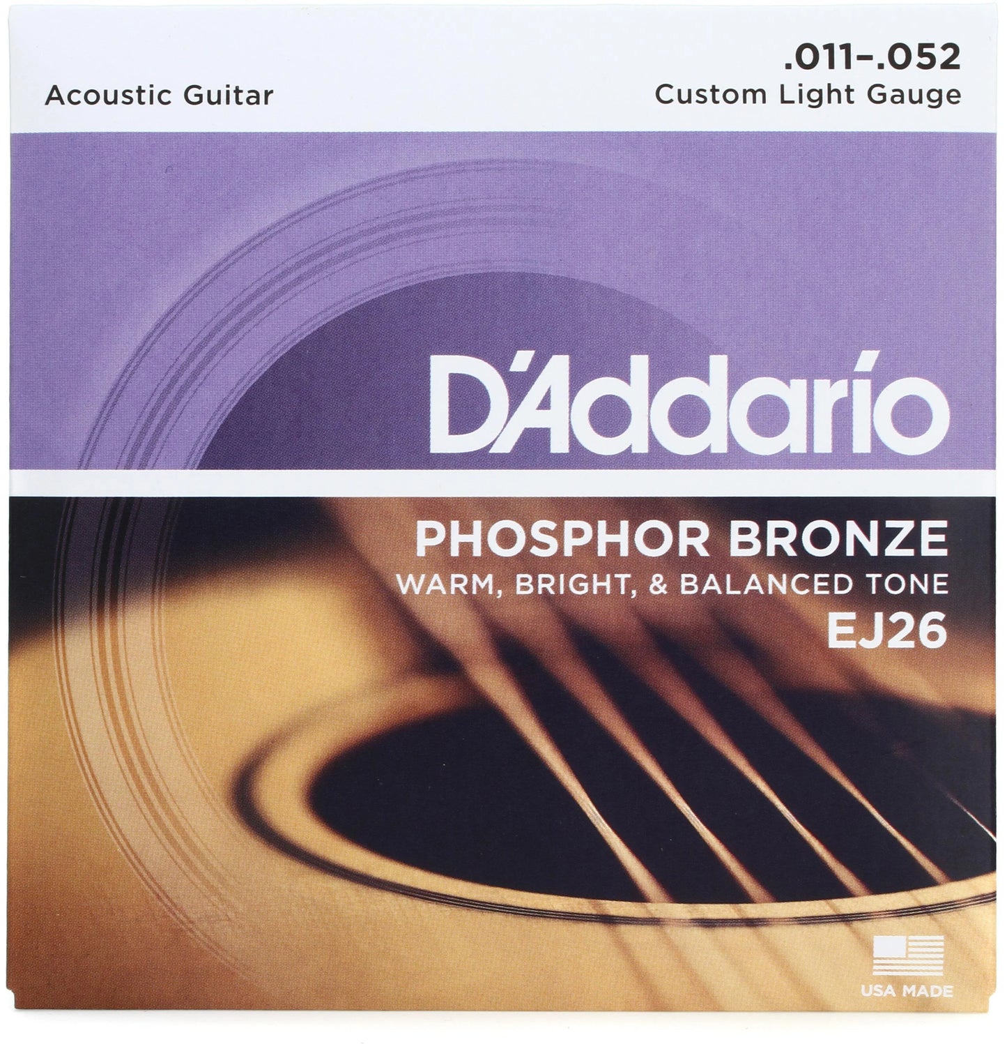 D’Addario EJ26 11-52 Phosphor Bronze acoustic guitar strings