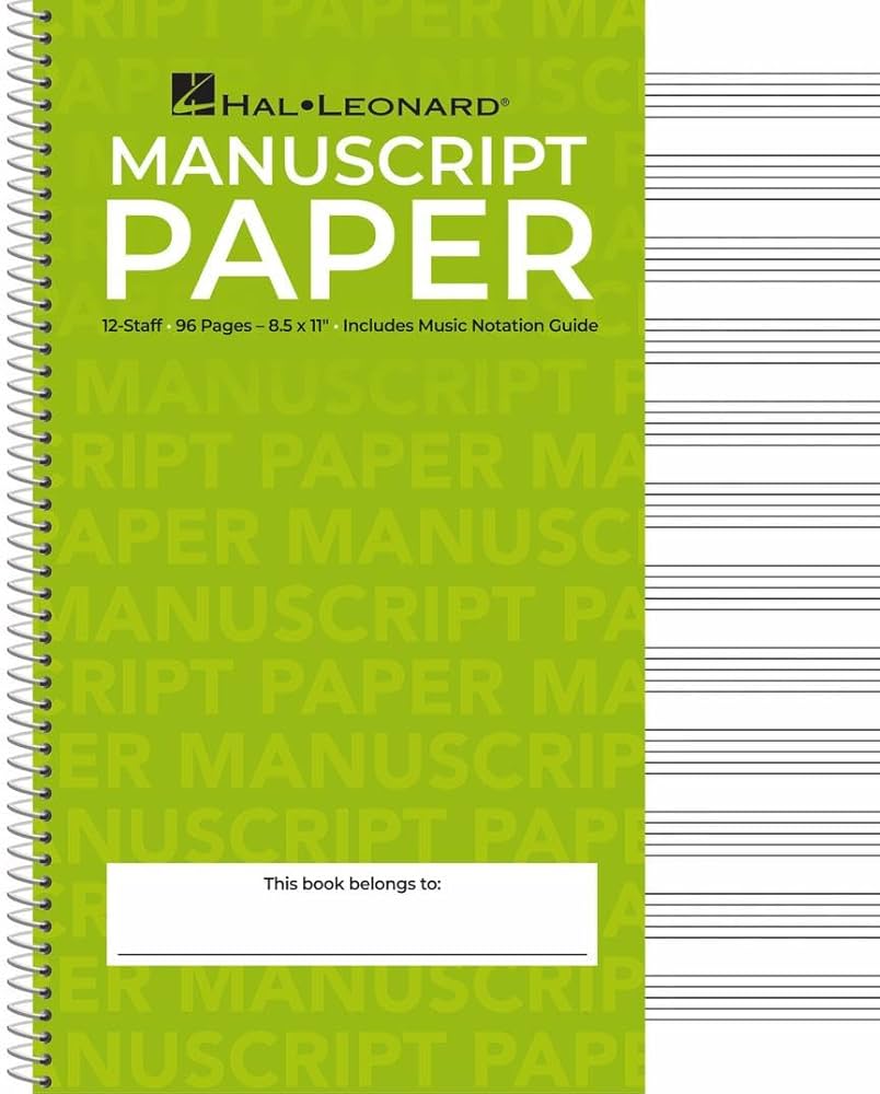 Hal Leonard Manuscript Paper, 12-staff, 96 pages, 8.5x11