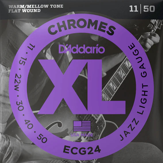 D'Addario ECG24 CHROMES Flat Wound Electric Guitar Strings 11-50