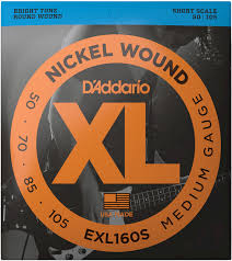 D'Addario XL Nickel Wound Short Scale Bass Strings 50-105