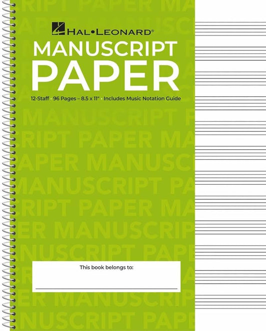 Hal Leonard Manuscript Paper, 12-staff, 96 pages, 8.5x11