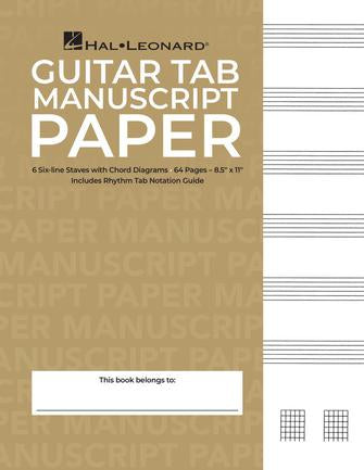 Hal Leonard Guitar Tab Manuscript Paper, 6-line staves with chord diagrams
