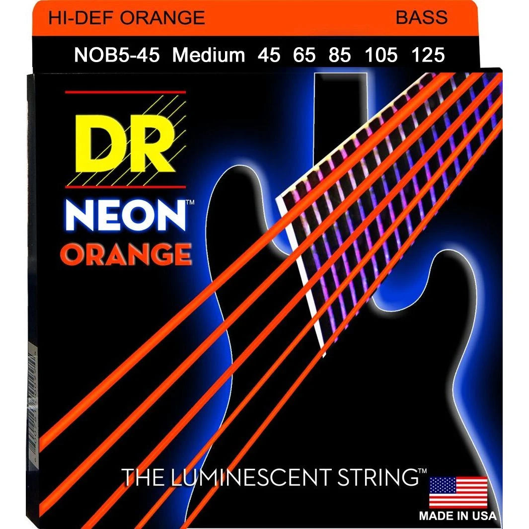DR Strings Neon Orange Bass Strings 5-string set 45-125