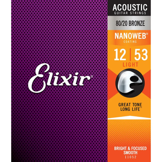 Elixir 11052 Nanoweb Light Acoustic 80/20 Bronze 12-53