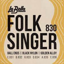 LaBella Folk Singer 830 ball end black nylon golden alloy